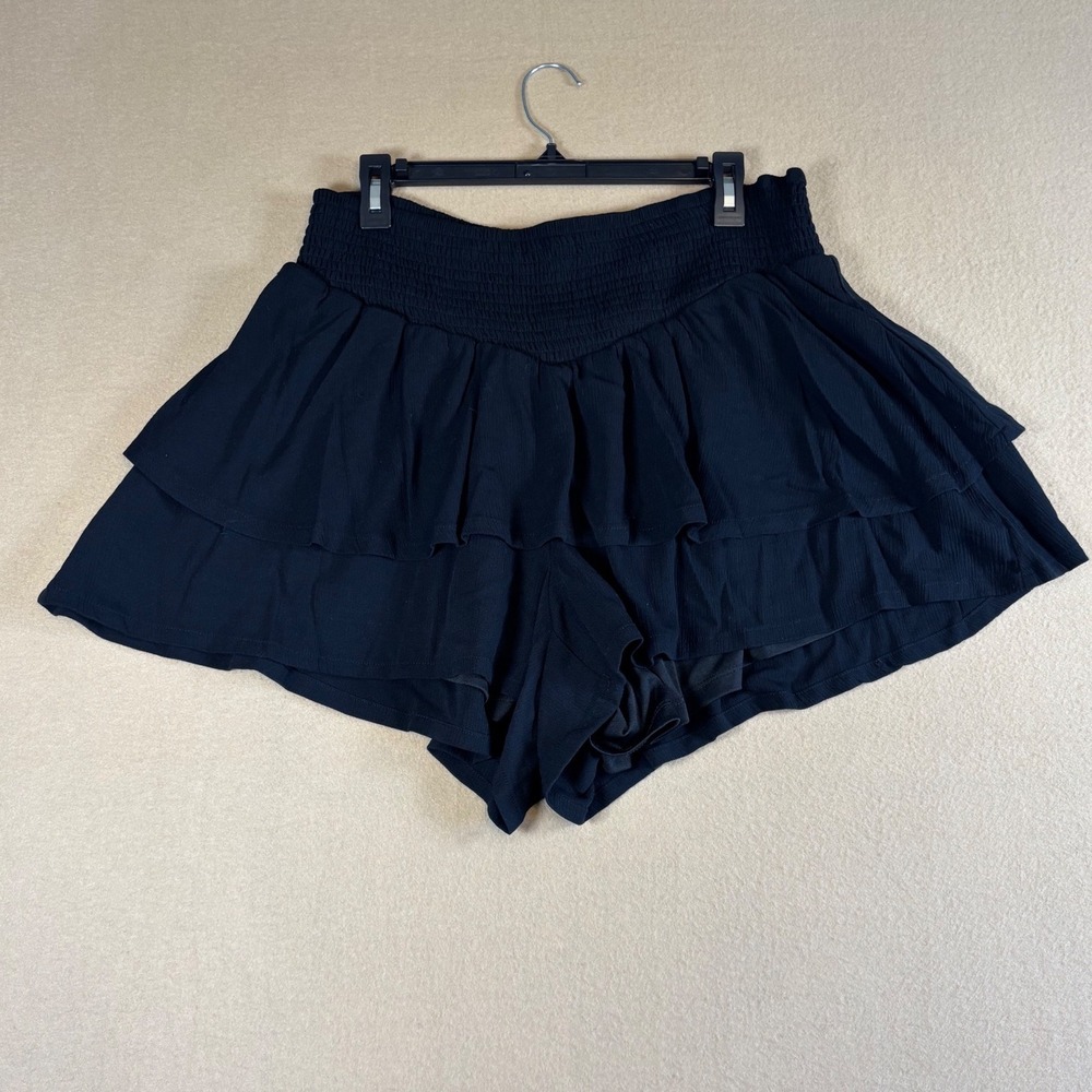 Torrid Black Tiered Ruffle Smocked Waist Shorts Plus Size 1